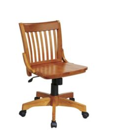Find Office Star OSP Designs 101FW Deluxe Armless Wood Banker's Chair with Wood Seat in Fruit Wood Finish near me at OFO Jax
