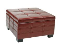 Find Office Star Ave Six DTR3030S-CBD Detour Strap Ottoman with Tray in Crimson Red Eco Leather near me at OFO Jax