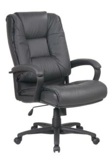 Find Office Star Work Smart EX5162-G12 Executive High Back Dark Grey Glove Soft Leather Chair with Padded Loop Arms near me at OFO Jax