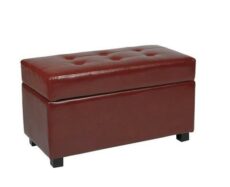 Find Office Star OSP Designs MET804RD Crimson Red Faux Leather Storage Ottoman near me at OFO Jax