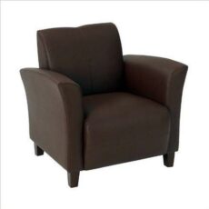 Find Office Star OSP Furniture SL2271EC9 Mocha Eco Leather  Breeze Club Chair with Cherry Finish Legs. Rated for 300 lbs of distributed weight.. Shipped Semi K/D. near me at OFO Jax