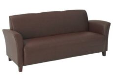 Find Office Star OSP Furniture SL2273EC6 Wine Eco Leather Sofa with Cherry Finish Legs.  Rated for 675 lbs of distributed weight. Shipped Semi K/D. near me at OFO Jax
