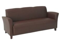 Find Office Star OSP Furniture SL2273EC9 Mocha Eco Leather Sofa with Cherry Finish Legs. Rated for 675 lbs of distributed weight. Shipped Semi K/D. near me at OFO Jax