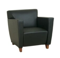 Find Office Star OSP Furniture SL8471 Black Leather Club Chair with Cherry Finish. Shipped Assembled with Legs Unmounted. Rated for 300 lbs. of distributed weight. near me at OFO Jax
