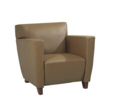 Find Office Star OSP Furniture SL8871 Taupe Leather Club Chair with Cherry Finish. Shipped Assembled with Legs Unmounted. Rated for 300 lbs. of distributed weight. near me at OFO Jax