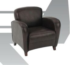 Find Office Star OSP Furniture SL2371EC9 Mocha Eco Leather Club Chair with Cherry Finish Legs. Rated for 300 lbs of distributed weight. Shipped Semi K/D. near me at OFO Jax