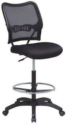 Find Office Star Space Seating 13-37N20D Deluxe AirGrid® Back Drafting Chair with Black Mesh Seat and Adjustable Footring and Nylon Base near me at OFO Jax