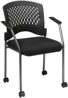 Find Office Star Pro-Line II 8640-30 Titanium Finish Rolling Black Visitors Chair with Casters