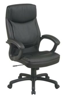 Find Office Star Work Smart EC6582-EC3 Executive High Back Black Eco Leather Chair with Locking Tilt Control and Two Tone Stitching near me at OFO Jax