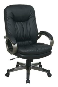 Find Office Star Work Smart ECH83507-EC3 Executive Black Eco Leather Chair with Padded Arms and Titanium Coated Frame near me at OFO Jax
