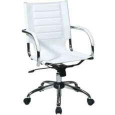 Find Office Star Ave Six TND941A-WH Trinidad Office Chair With Fixed Padded Arms and Chrome Finish in White near me at OFO Jax