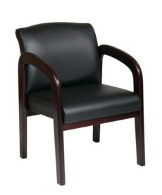 Find Office Star Work Smart WD383-U6 Faux Leather Mahogany Finish Wood Visitor Chair near me at OFO Jax