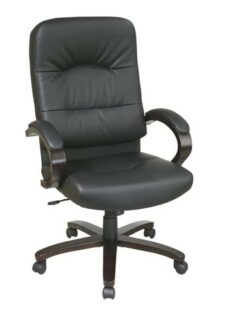 Find Office Star Work Smart WD5380-EC3 Eco Leather High Back Chair with Espresso Finish Wood Base and Padded Arms near me at OFO Jax