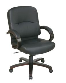Find Office Star Work Smart WD5381-EC3 Eco Leather Mid Back Chair with Espresso Finish Wood Base and Padded Arms near me at OFO Jax