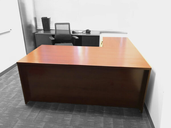 Office Liquidation Pre-Own L-Shaped Cherry Desk