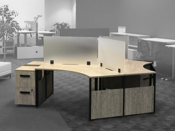 Single 120 Degree Desk in Stone 3DE03 at Office Liquidation