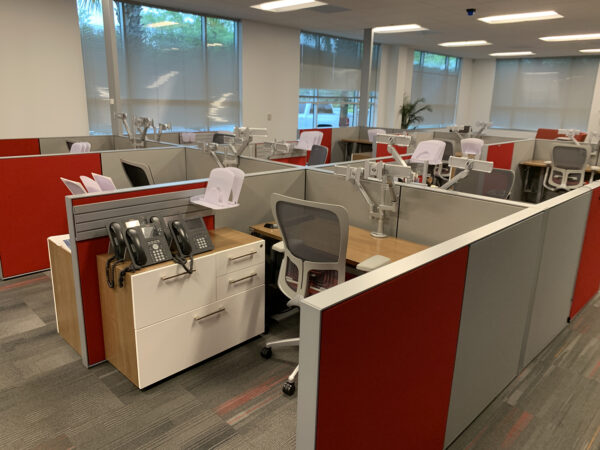 Find used Compose Cubicles Work Station Updated With Sitting Standing Electric Height Adjustable Tables.s at Office Furniture Outlet