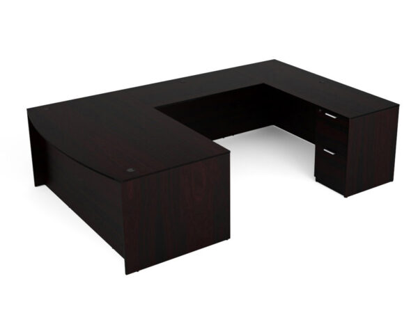 Find used KUL 71x108 bow front u-shape desk w 1bbf and 1ff ped (esp)s at Office Furniture Outlet