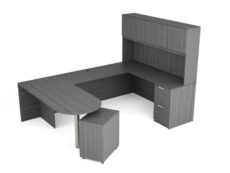 Find used KUL 71x102 d-top u-shape desk + hutch (wood doors) w 1ff and 1 bf ped (gry)s at Office Furniture Outlet