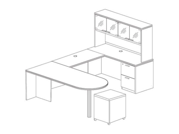 Office Furniture Outlet New 71x102 D-Top U-Shape Desk + Hutch (Glass)